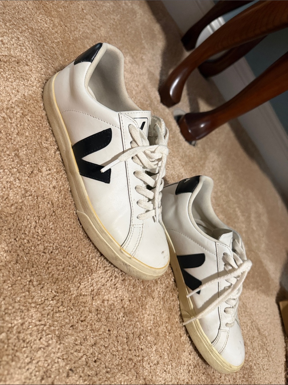 Veja White Low-Top Leather Sneakers